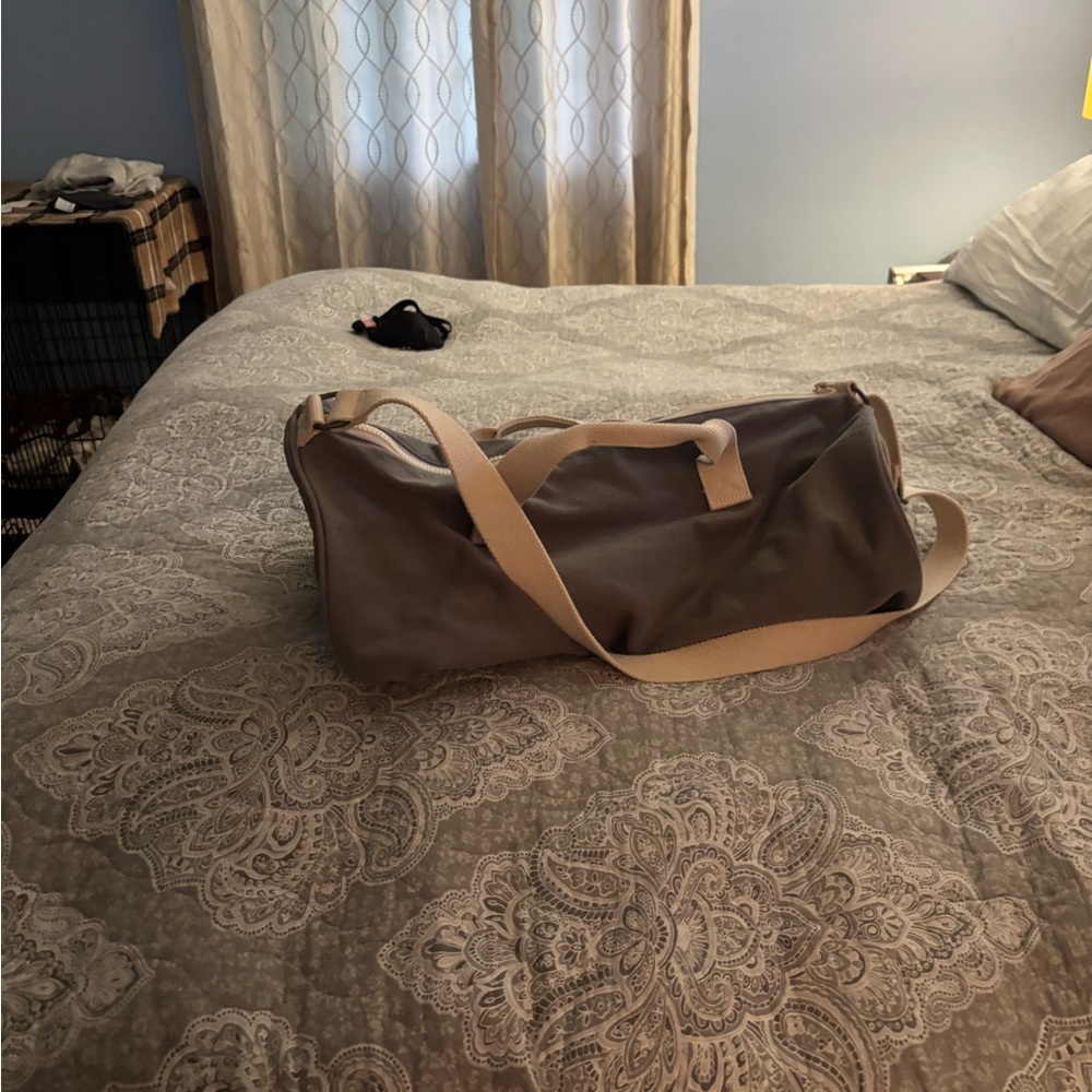 Oversized blue duffel bag